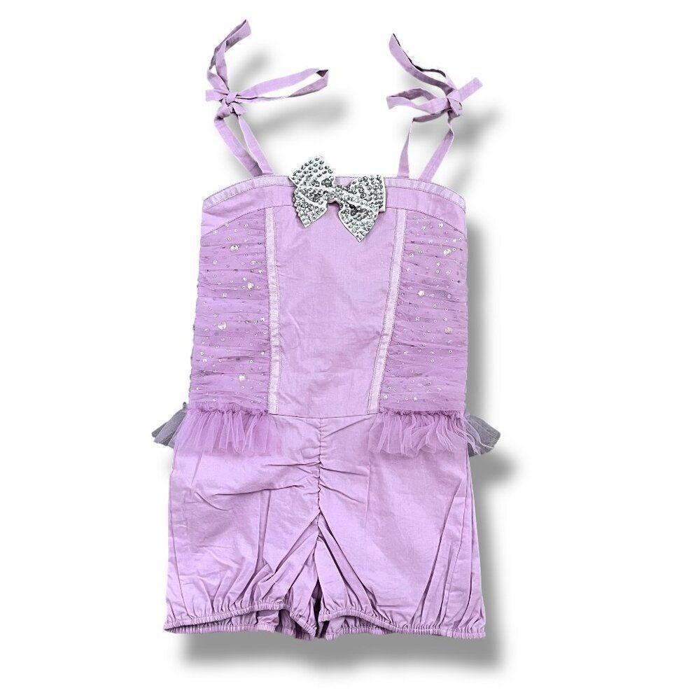 NWT! Tutu du Monde Lavender Purple Sequin Tulle Shorts Romper Onesie Size 8-9